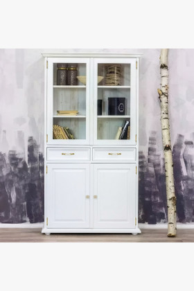 Zweiflügelige Vitrine Provence Holz mit Glas Landhausstil